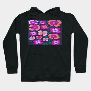 Pink Orange and Black Summer Floral Print Hoodie